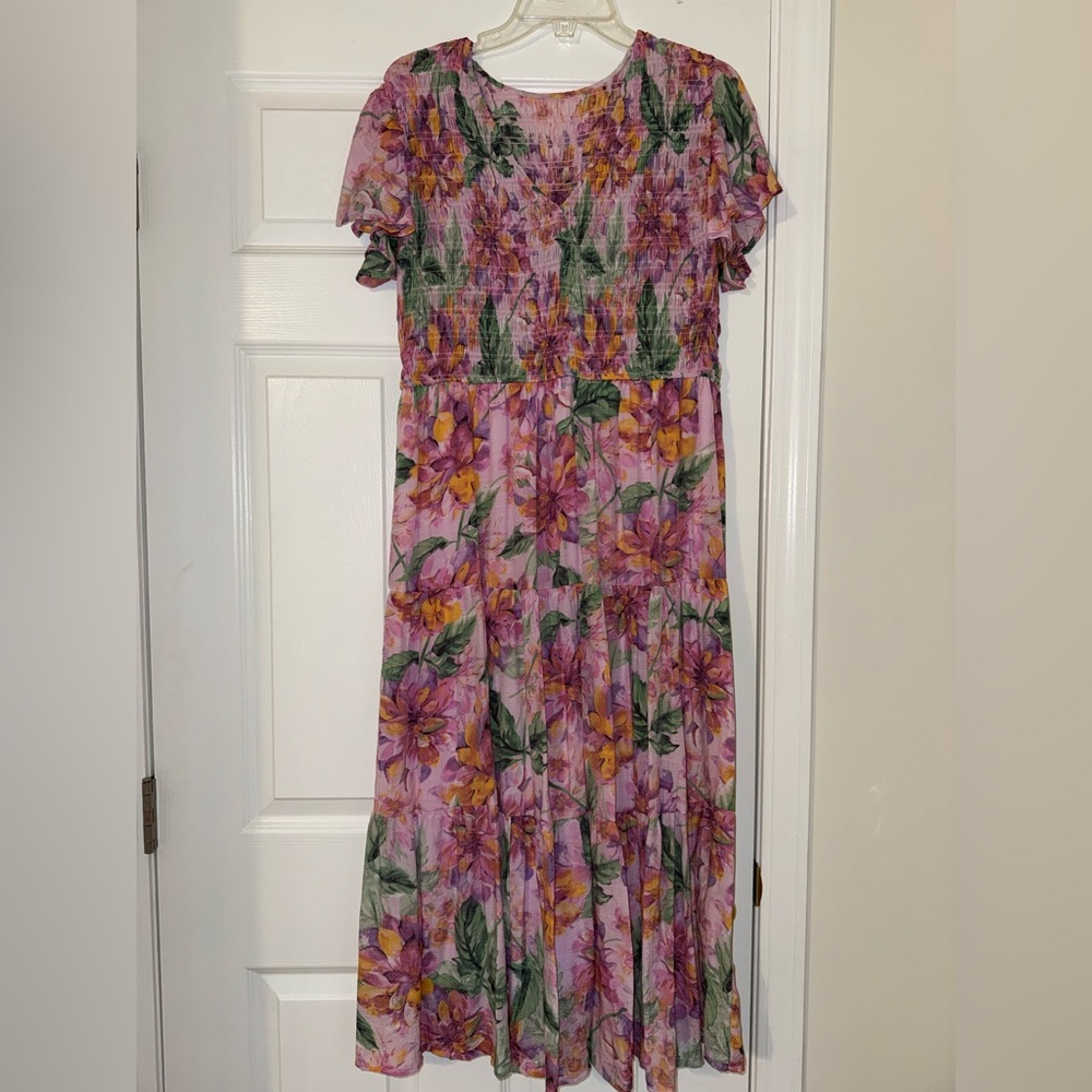 Floral Maxi Dress with Ruffled Sleeves